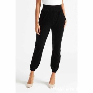 NEW Commando Women's Velvet Jogger Pants Black Pull-On Elastic Waist Pockets Med